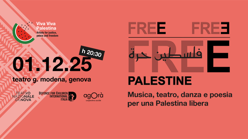 “Free free Palestine” GE 2025 / Serata di teatro, musica, danza e poesia per una Palestina libera